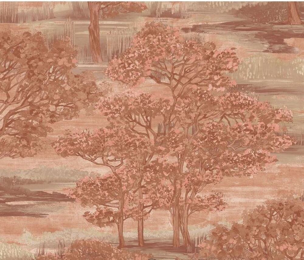 Wallpaper Forest Toile Ember Red Tempaper Peel & Stick Self Adhesive Removable